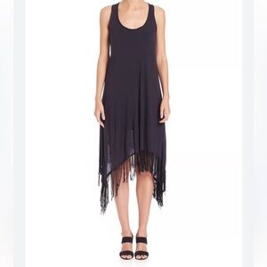 Elie Tahari Black Asymmetrical Fringe Dress